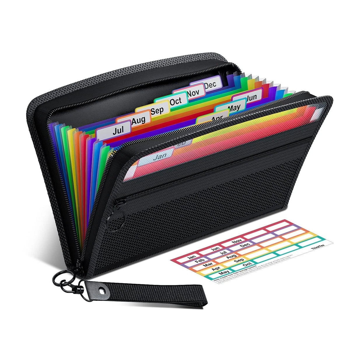 ThinkTex Receipt Coupon Organizer, 12 Pockets Small Accordion File Black