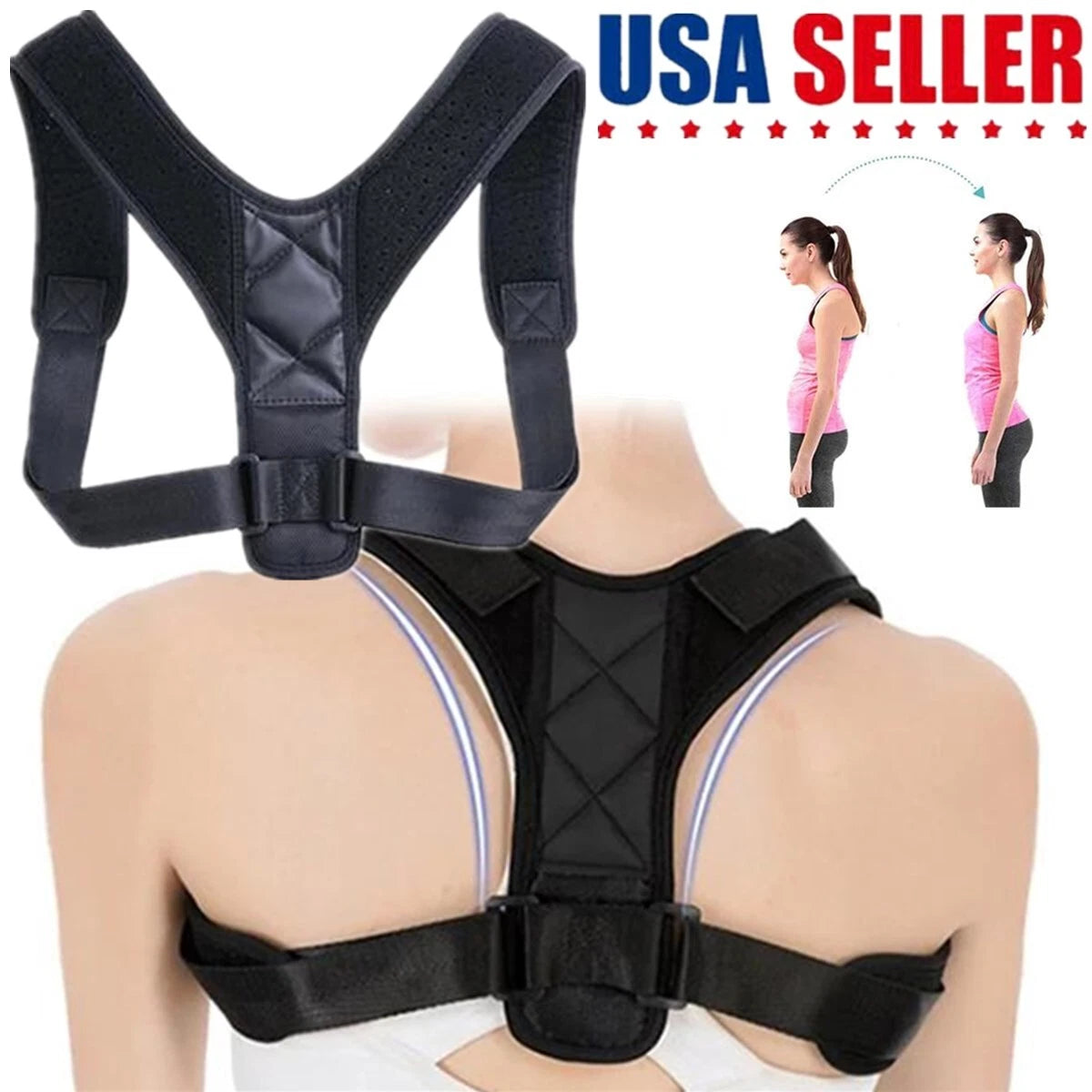 Adjustable Posture Corrector Back Brace Shoulder Support Clavicle Belt Men Women