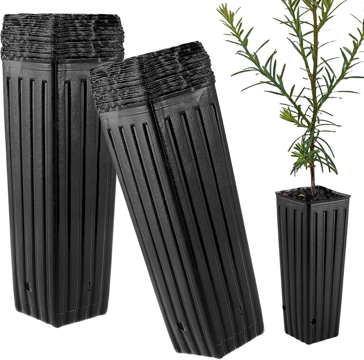 Tall Deep Tree Pot, 50Pcs Plastic Plant Seedling Treepots Tall Flower Plant Cont