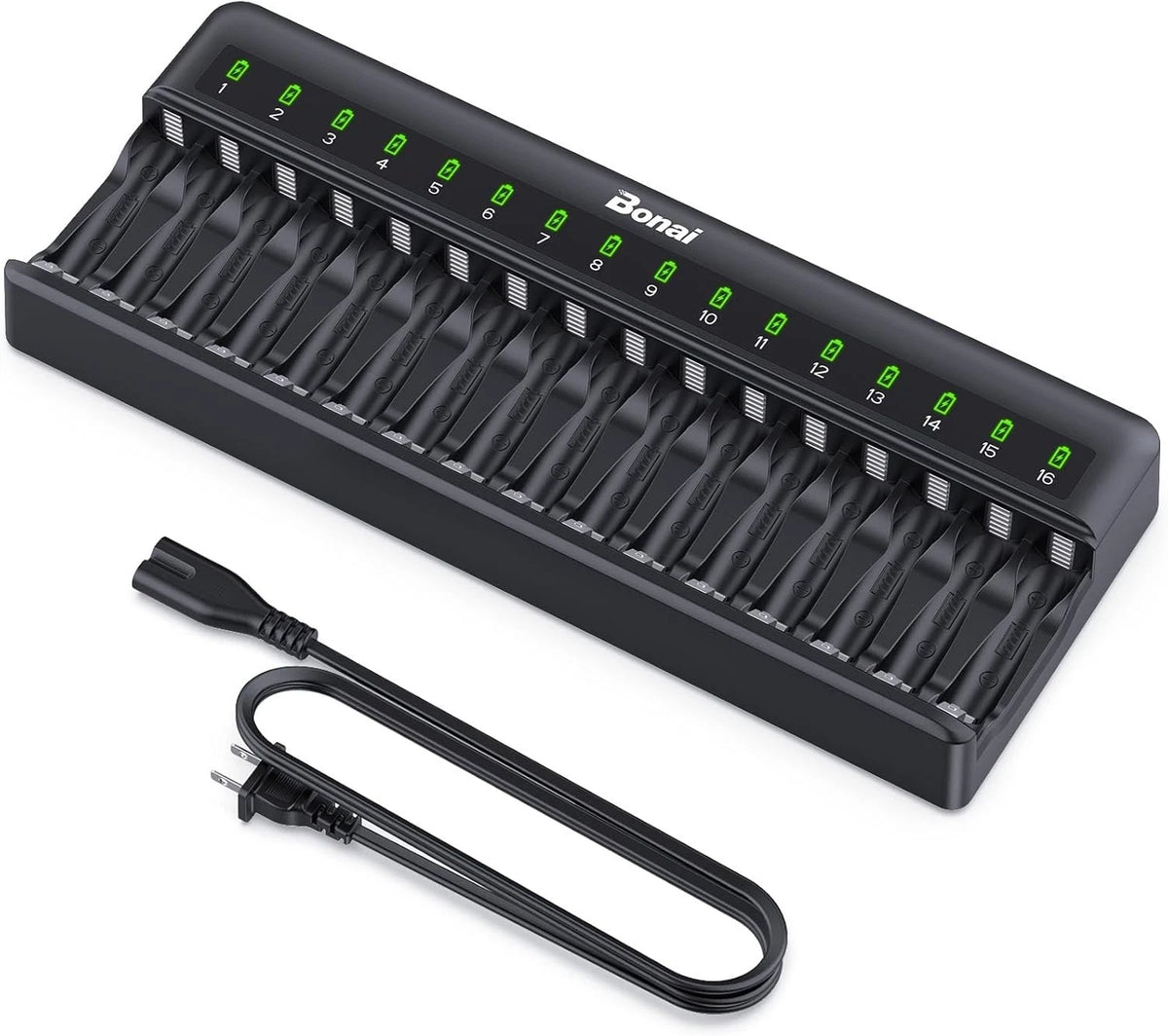 AA AAA Battery Charger 16 Bay for Nimh Rechargeable Batteries Independent