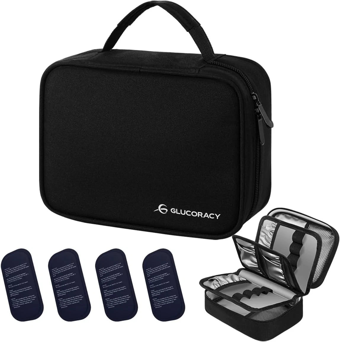 Large Insulin Cooler Travel Case,Medication Cooler Bag with 4 * 160G Reusable Ic
