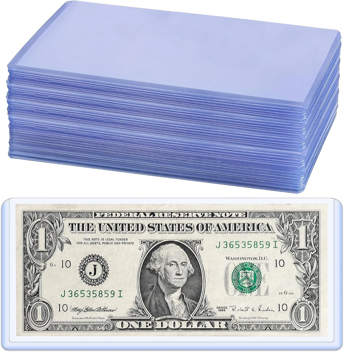 35PCS Banknote Topload Holders - Bill Currency PVC Clear Holders Top-Load Sleeve