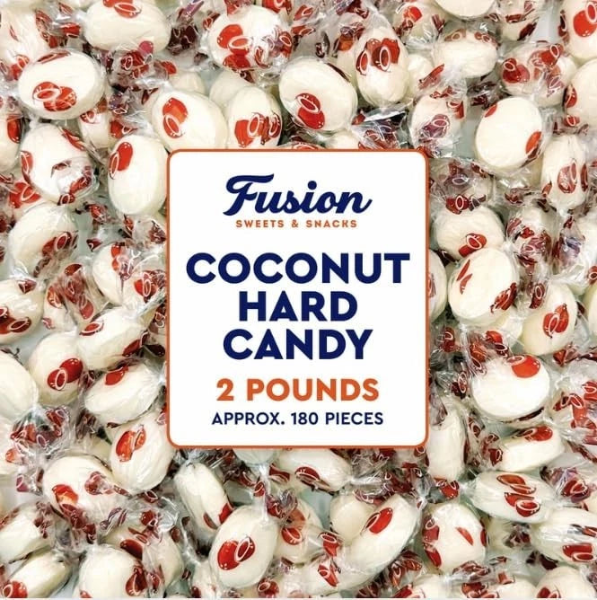 Coconut Hard Candy 2 Pounds Bulk Bag Creamy Filled Old Fashioned Individually Wr