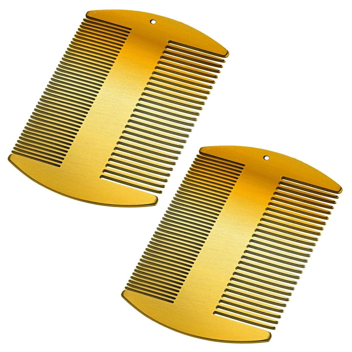 2 Pcs Metal Hair Combs for Women Men Stainless Steel Beard Mustache Comb Gold