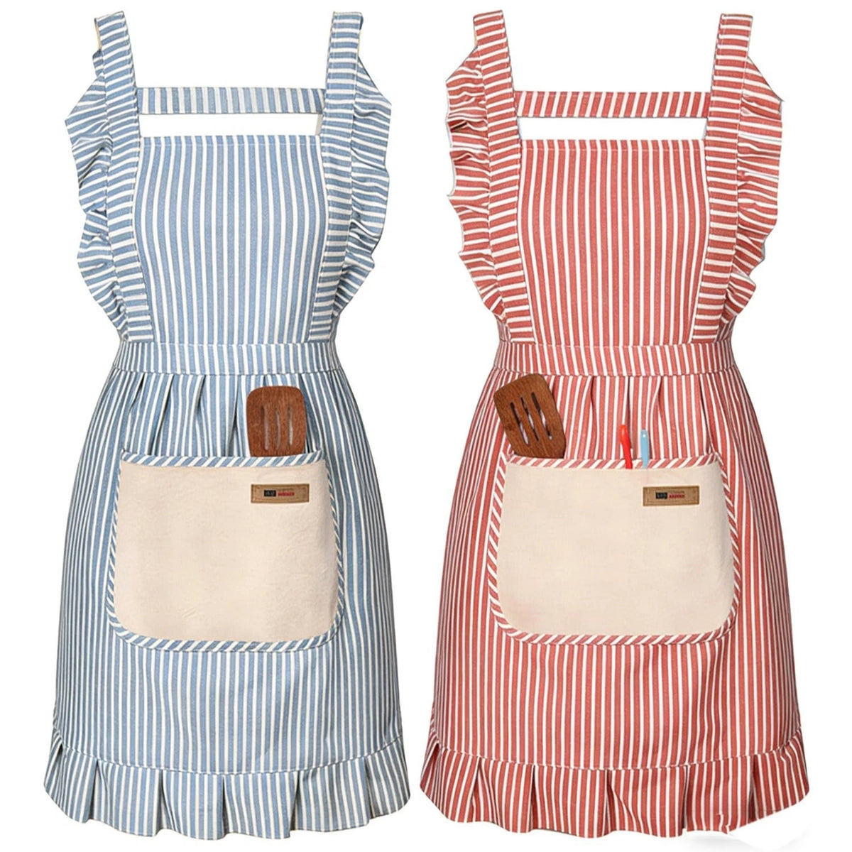 2 Pack Adjustable Kitchen Apron Cooking Apron For Women For Men With Pockets Wor