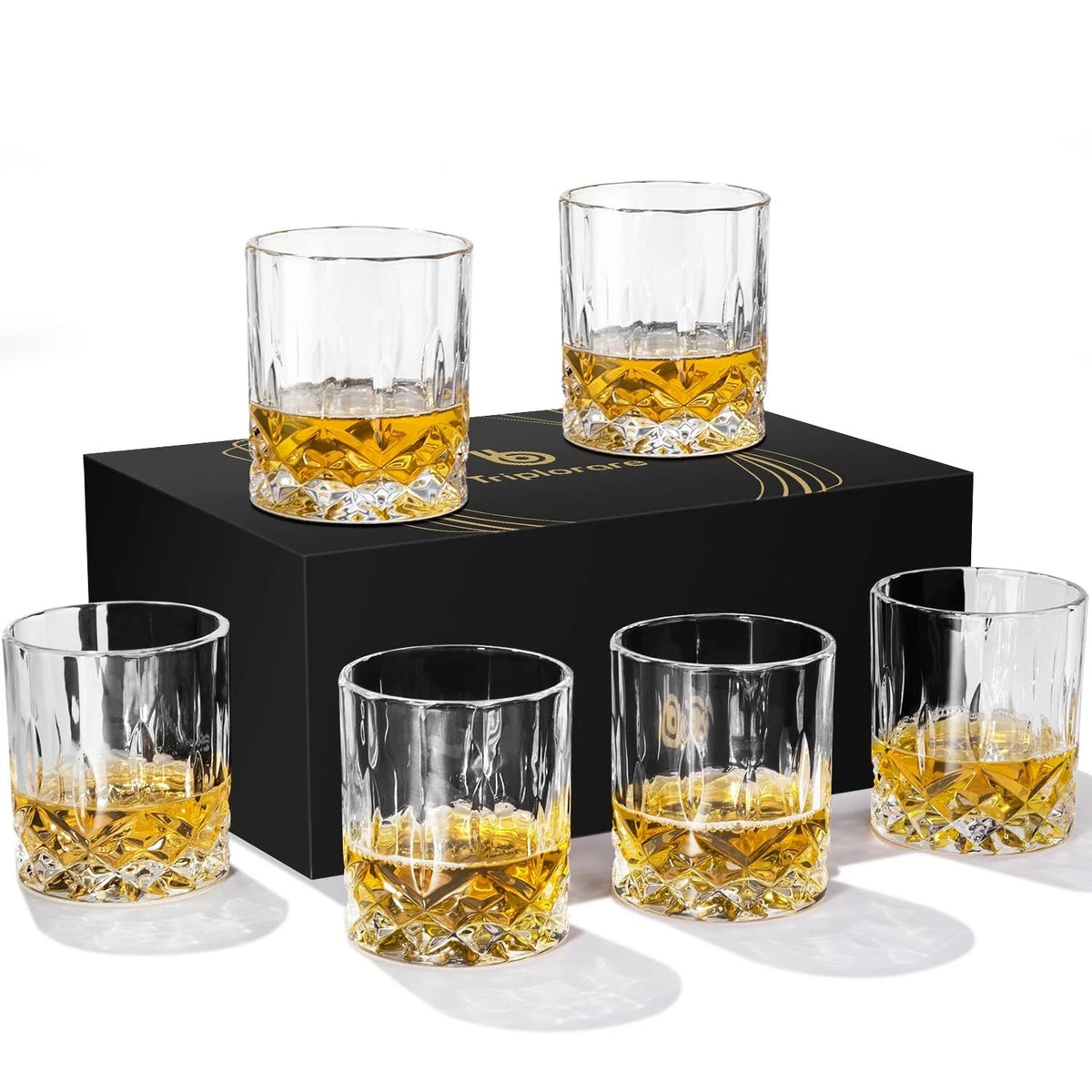 Whiskey glasses set of 6, 11 OZ, Old-Fashioned Whiskey glasses, Rum glasses