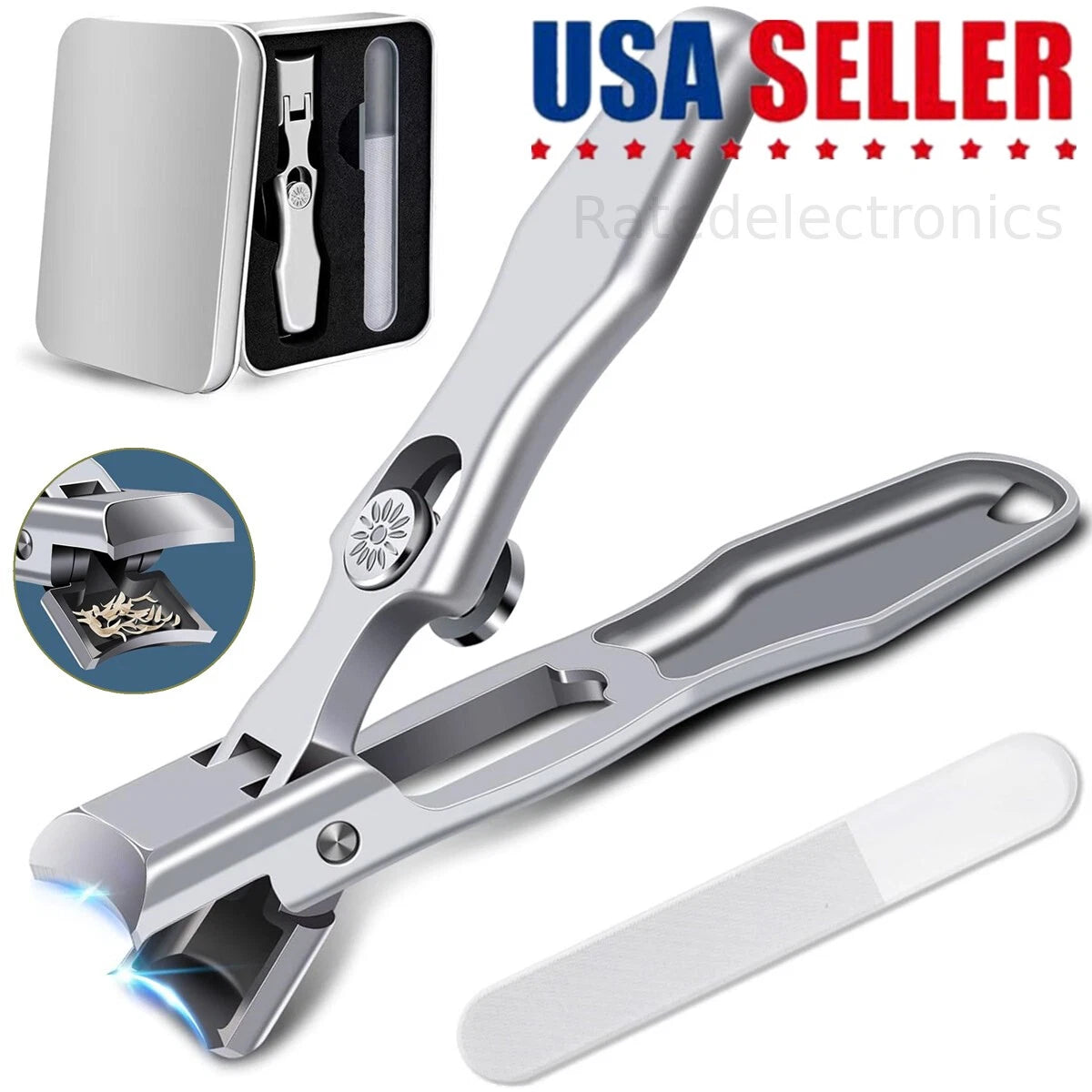 New Ultra Sharp Big Nail Clippers Steel Wide Jaw Opening Anti Splash Portable US