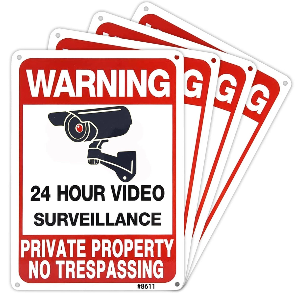 4-Pack No Trespassing Signs Private Property, 10x7 Inch Heavy Duty Rust-Free Alu
