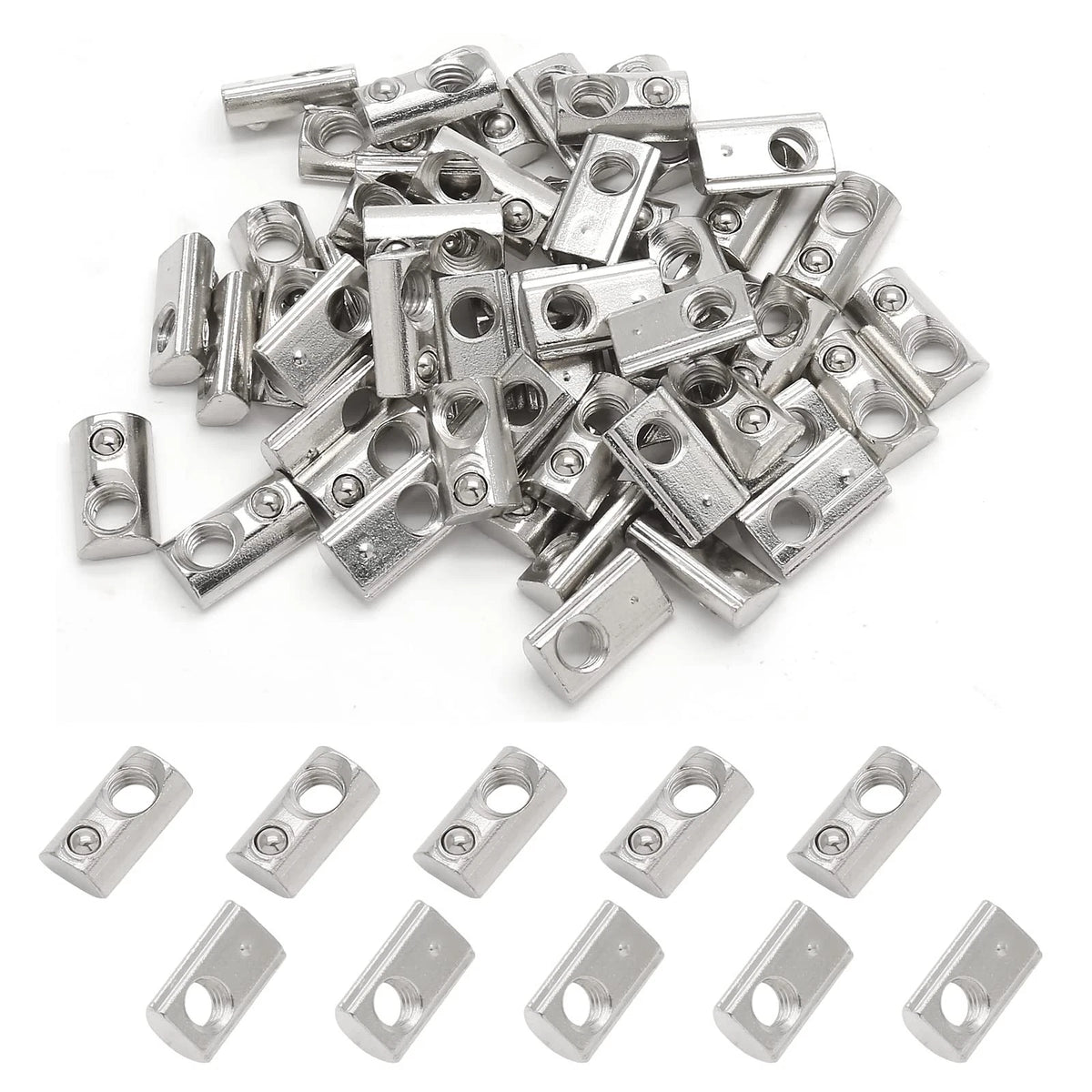 100Pcs M5 Spring T Nut 2020 Aluminum Extrusion T Nuts, Roll-In T Spring Nuts, M5