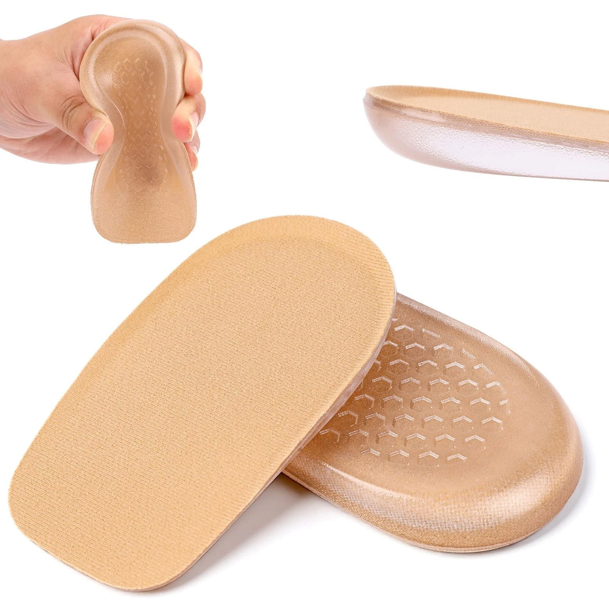1/2 Inch Heel Lifts, Gel Heel Raisers for Leg Length Discrepancies Brown Foot...