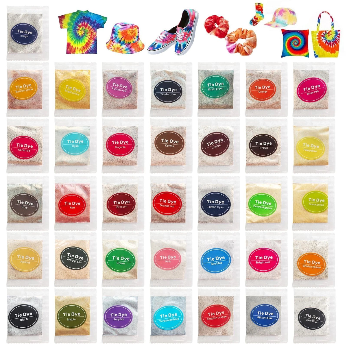 36 Colors Tie Dye Powder Kit for Fabric DIY Rainbow Party Arts & Crafts