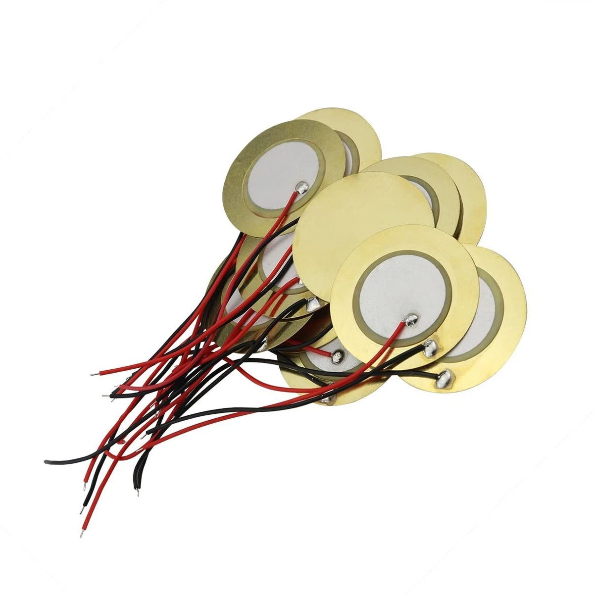 12PCS 27mm Piezo Disc Element Sensor with Wire, Piezoelectric Pickup Sensor