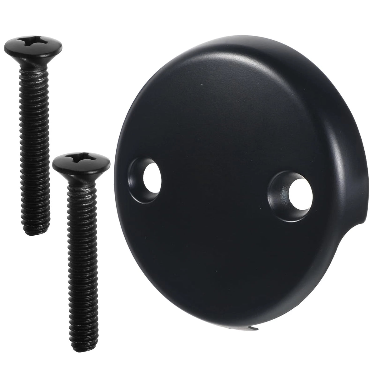 Black Two Hole Overflow Drain Cover 3-1/8