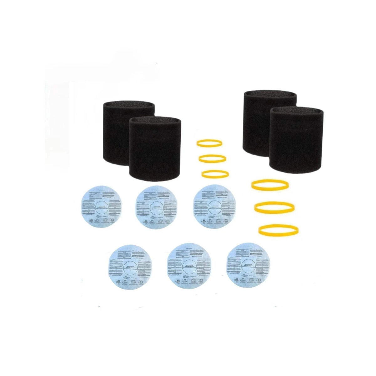 6 pack 90107 dry filter,6 Pack Retaining Bands,4Pack 90585 Shop vac Foam Sleeve