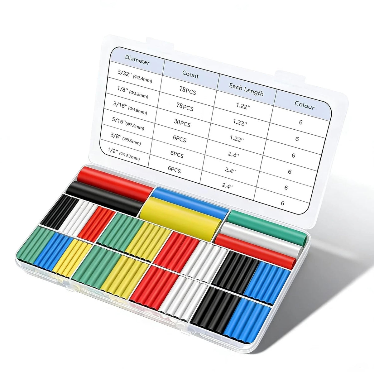204PCS Heat Shrink Tubing Kit - 3:1 Adhesive Lined, Marine Grade Waterproof, 6 C
