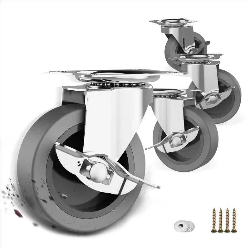 BOSGEOT 3 Inch Caster Wheels, Casters Set of 4, Heavy Duty Caster with Brake, L