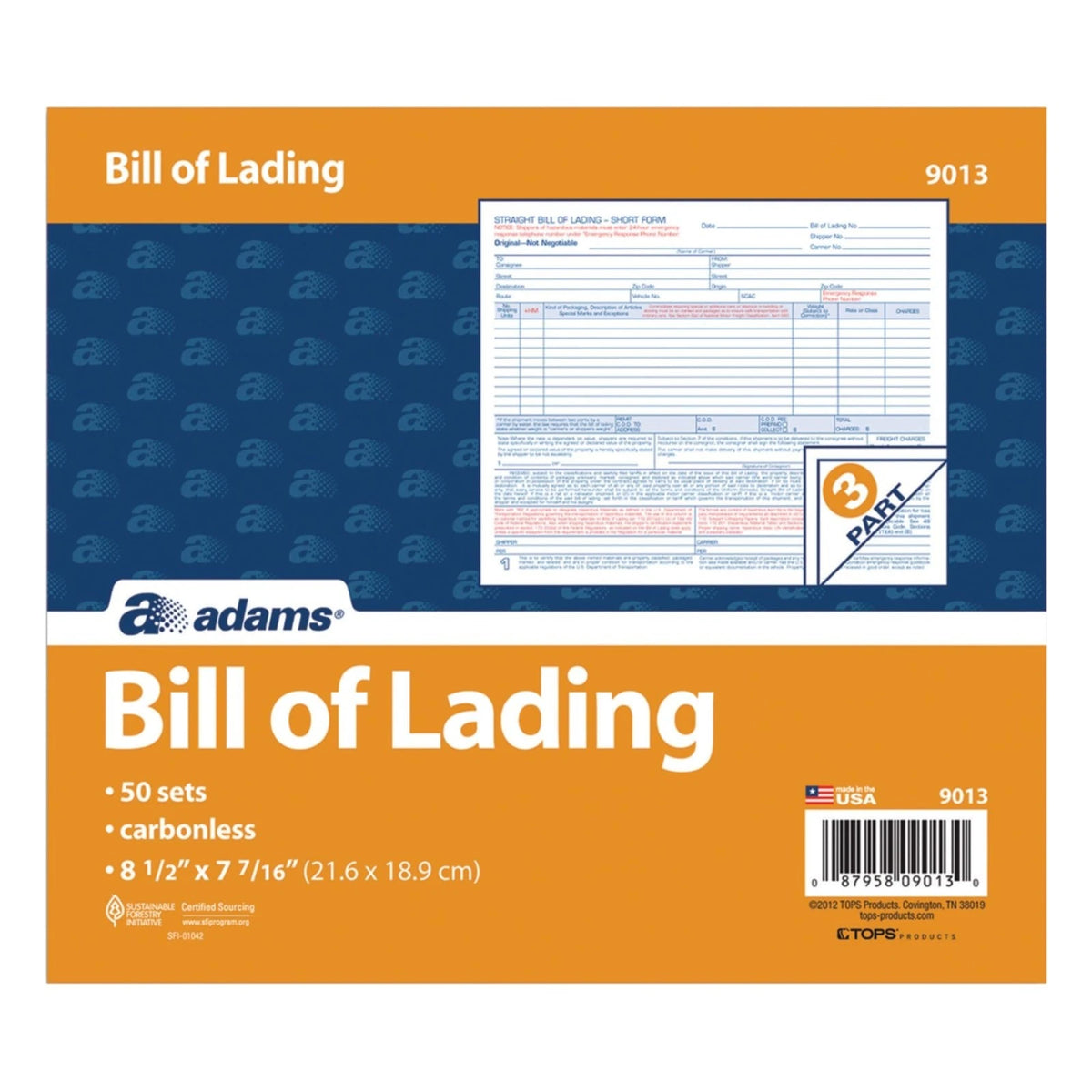 Adams Bill of Lading Short Form, 8.5 X 7.5 Inches, 8-1/2