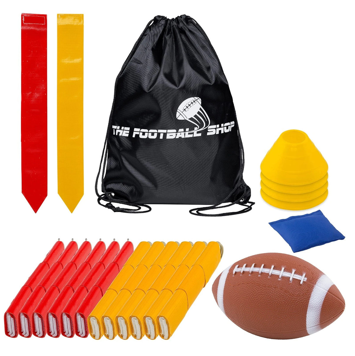 Flag Football 12 Players 3 Flags Adult Kids Youth Set 55 Red and Yellow