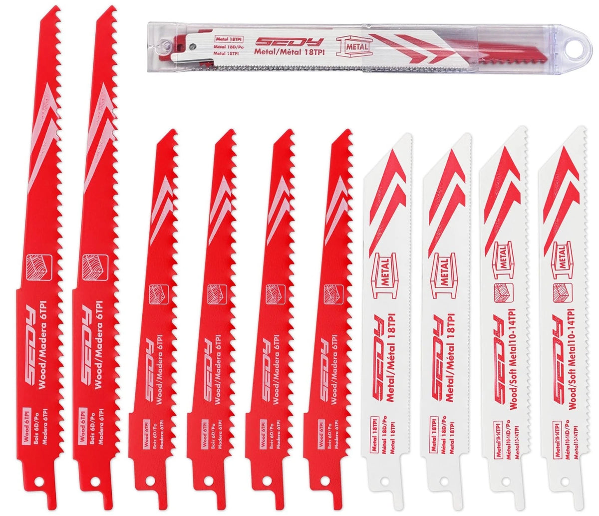 10-Piece Ultimate Reciprocating Saw Blade Set, Premium 6 & 8 Inch Wood & Metal C