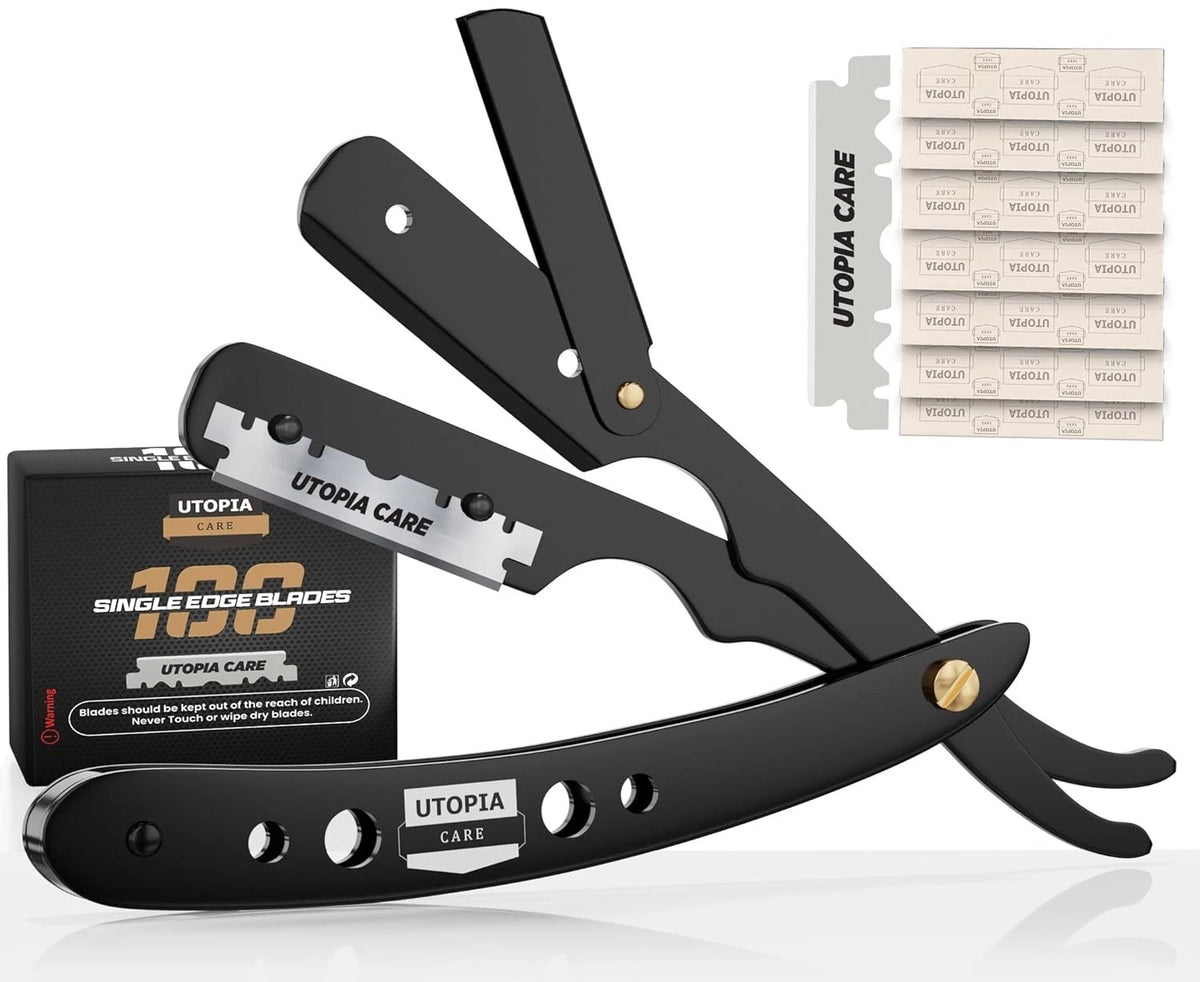 Professional Straight Razor for Men, Barber Straight Edge Razor Safe