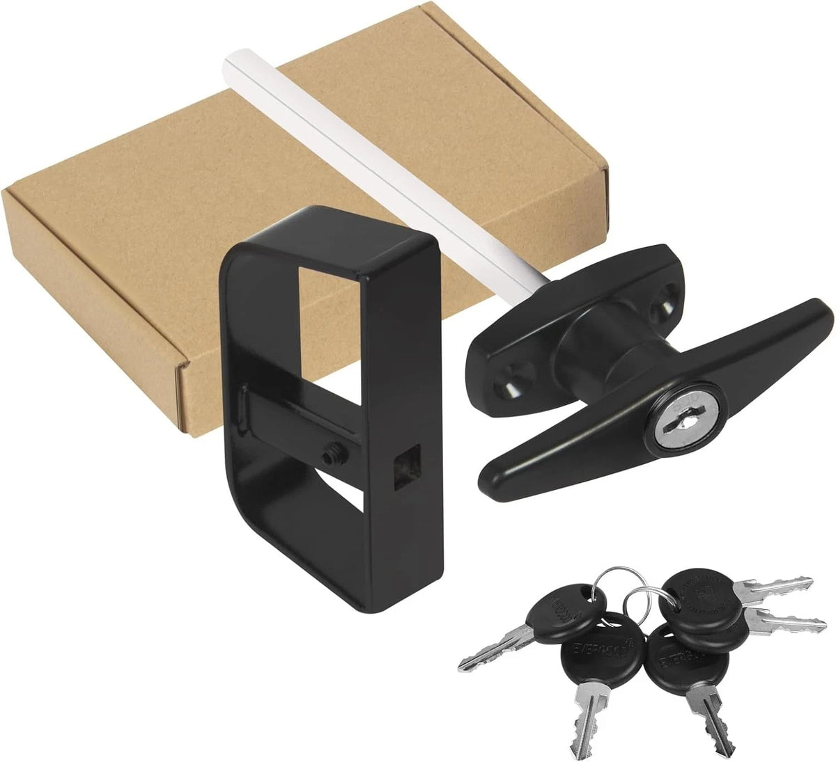Shed Door Latch T-Handle Lock Kit with 5 Keys, Set 4½