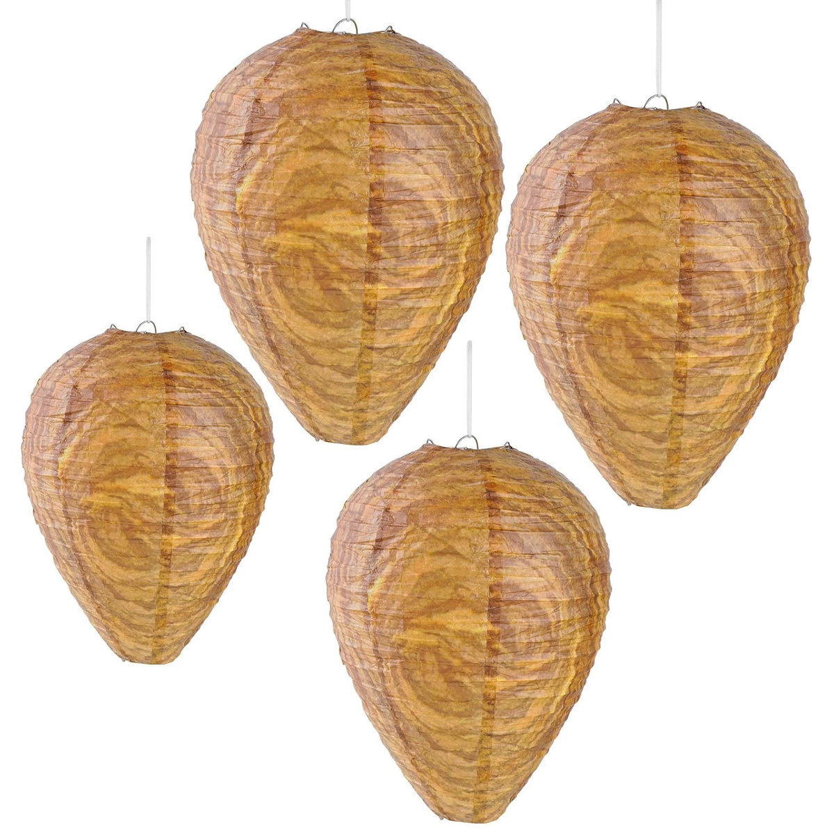 4 Pack Paper Wasp Trap, Fake Wasp Nest Decoy Outdoor Hanging, Family-friendly