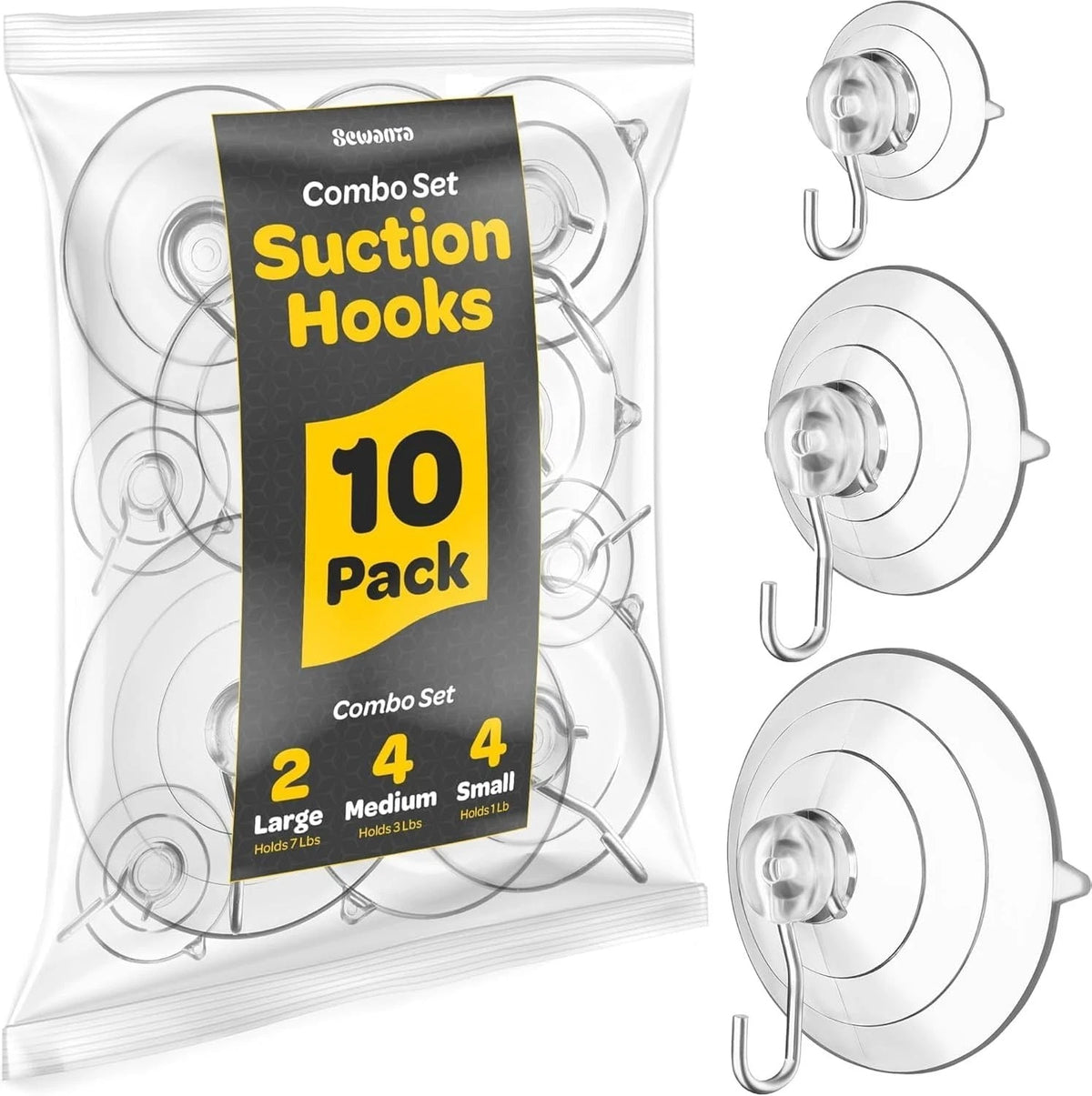 All-Purpose Suction Cup Hooks [10PK Combo Set] Powerful Window Suction Cups with
