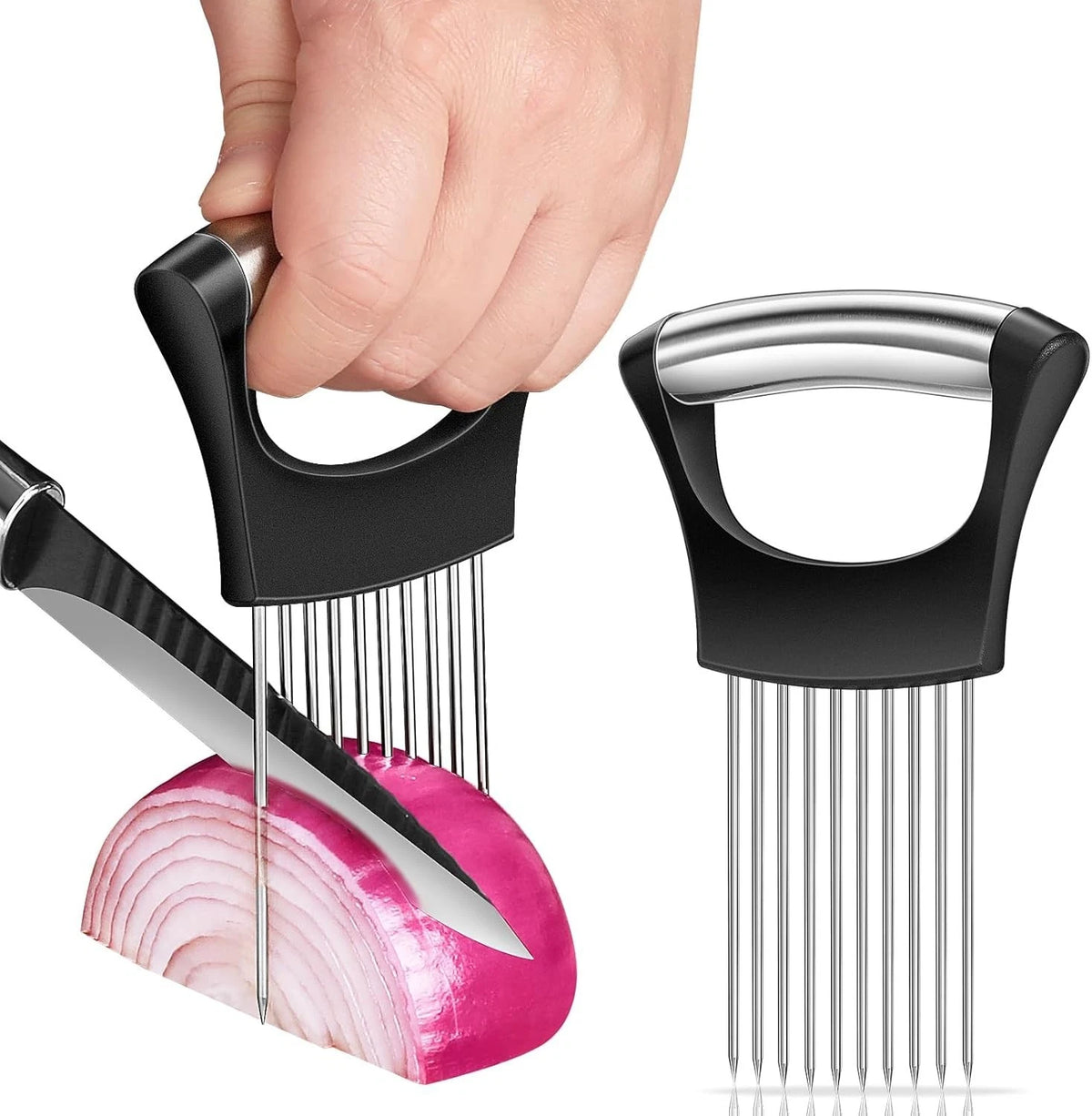 2025 Premium Onion Slicer, Stainless Steel Onion Holder for Slicing Onion, Kiwif