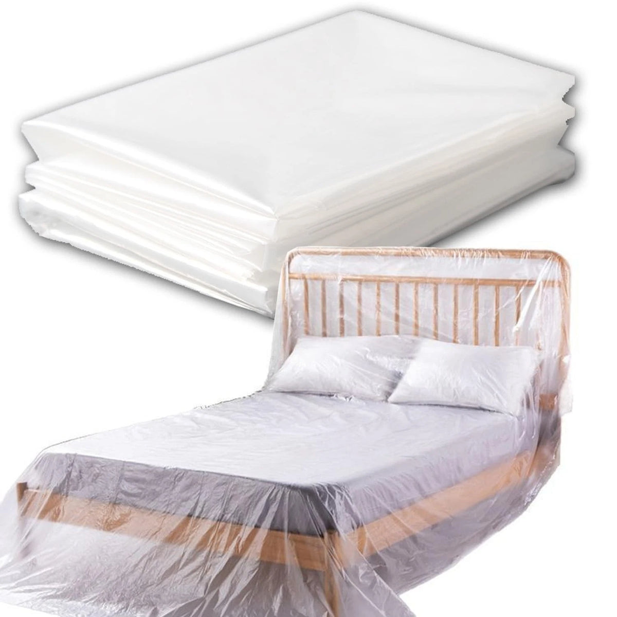 6 Pack Drop Cloth Plastic Sheeting, 9 x 12 FT Heavy Duty Painters Tarp, Water...