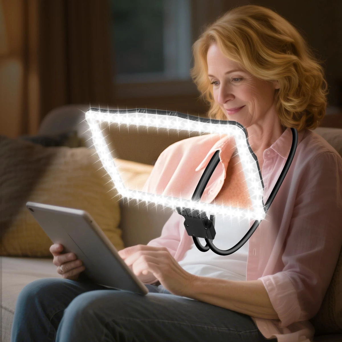 Large 10X Rechargeable Magnifying Glass for Reading with Light Hands Free Magnif