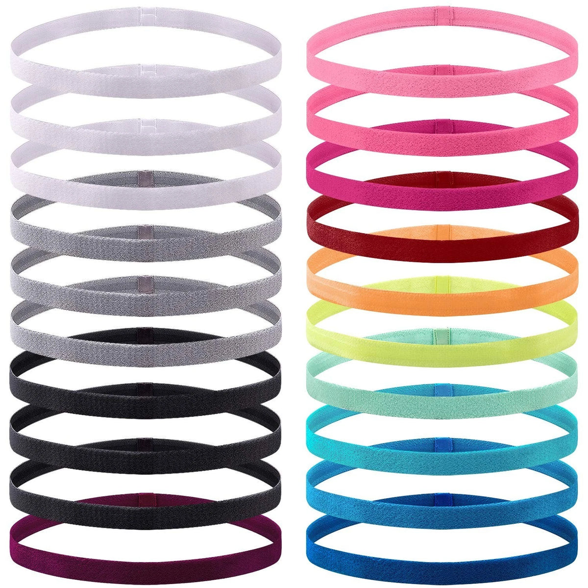 20 Pieces Elastic Headbands Non Slip Sport Headband Colorful Hair Bands Workout