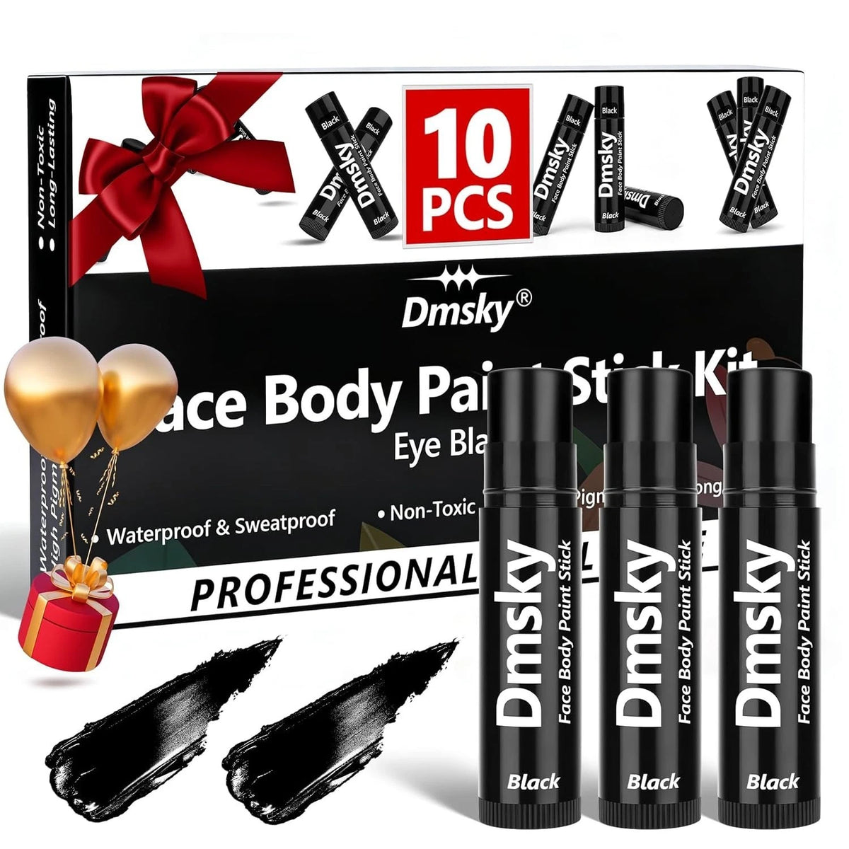 10 Pack Eye Black Sports Stick for Football, Baseball, Face Body Paint Stick Kit