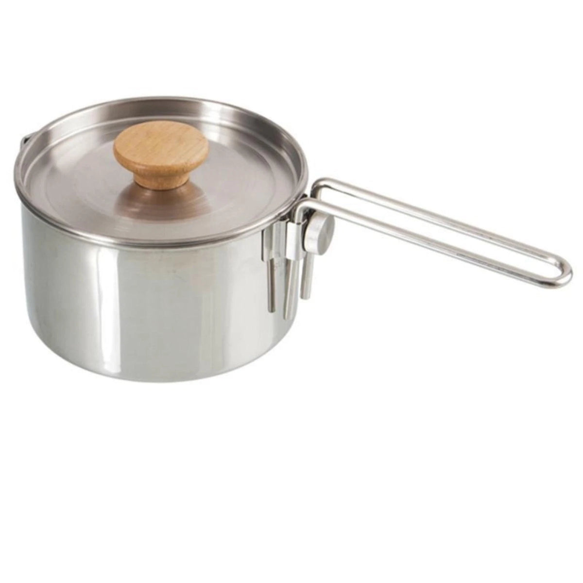 Camping Kettle 1L 304 Stainless Steel Camp Pot with Foldable Handle for Outdoor