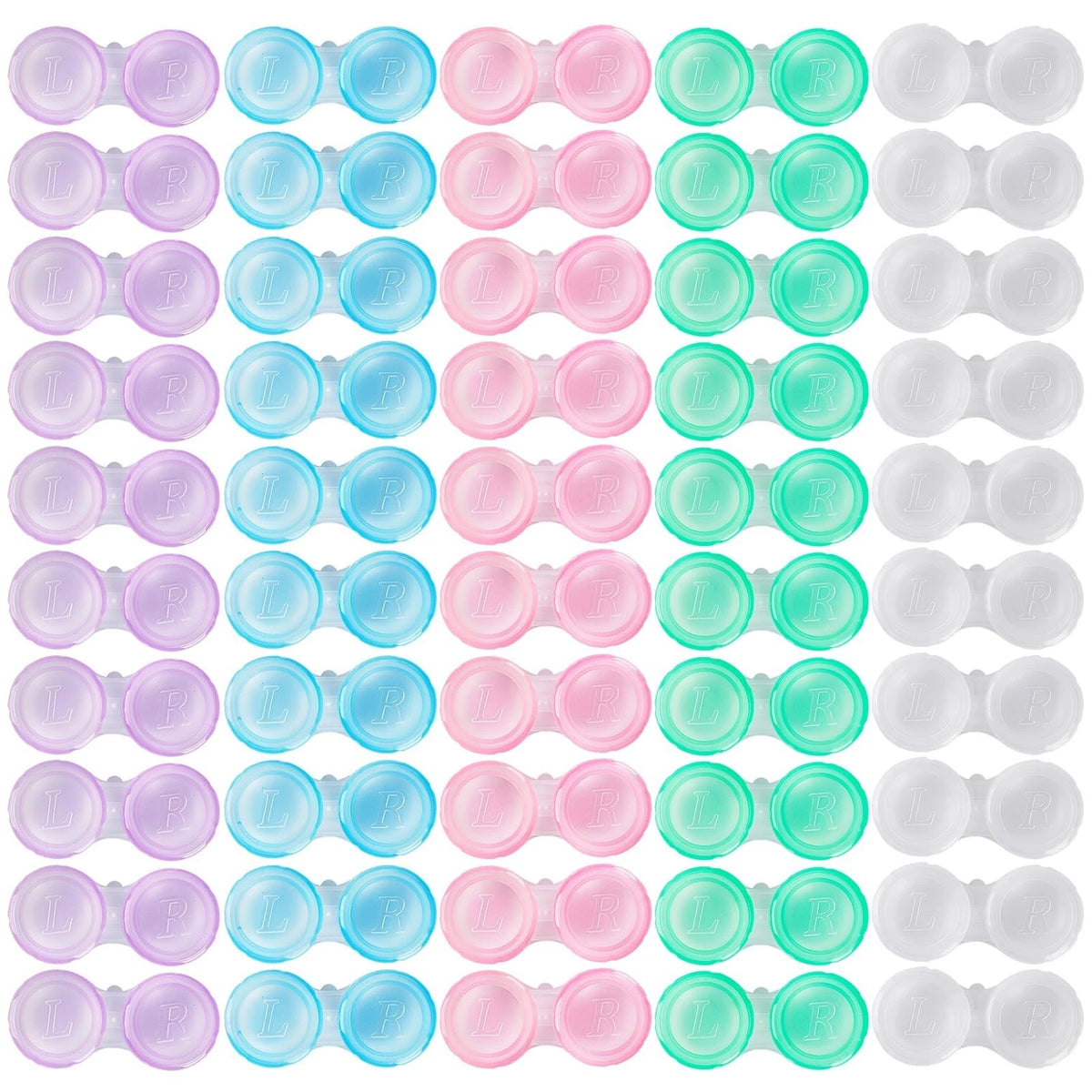 50 Pack Contact Lens Cases, Transparent Contact Cases Bulk in 5 colors, Cute ...