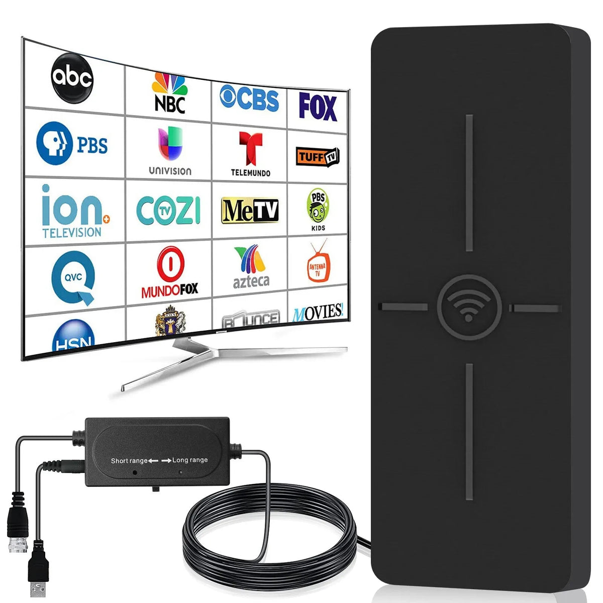 500 Miles Digital TV Antenna Indoor HDTV Amplified Signal Booster 4K HD 1080P