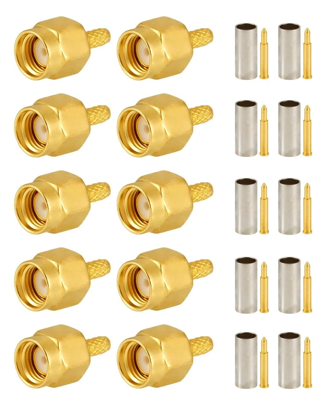 10 PCS SMA Connectors SMA Male Crimp Connector for RG316 RG174 RF Coax Cable