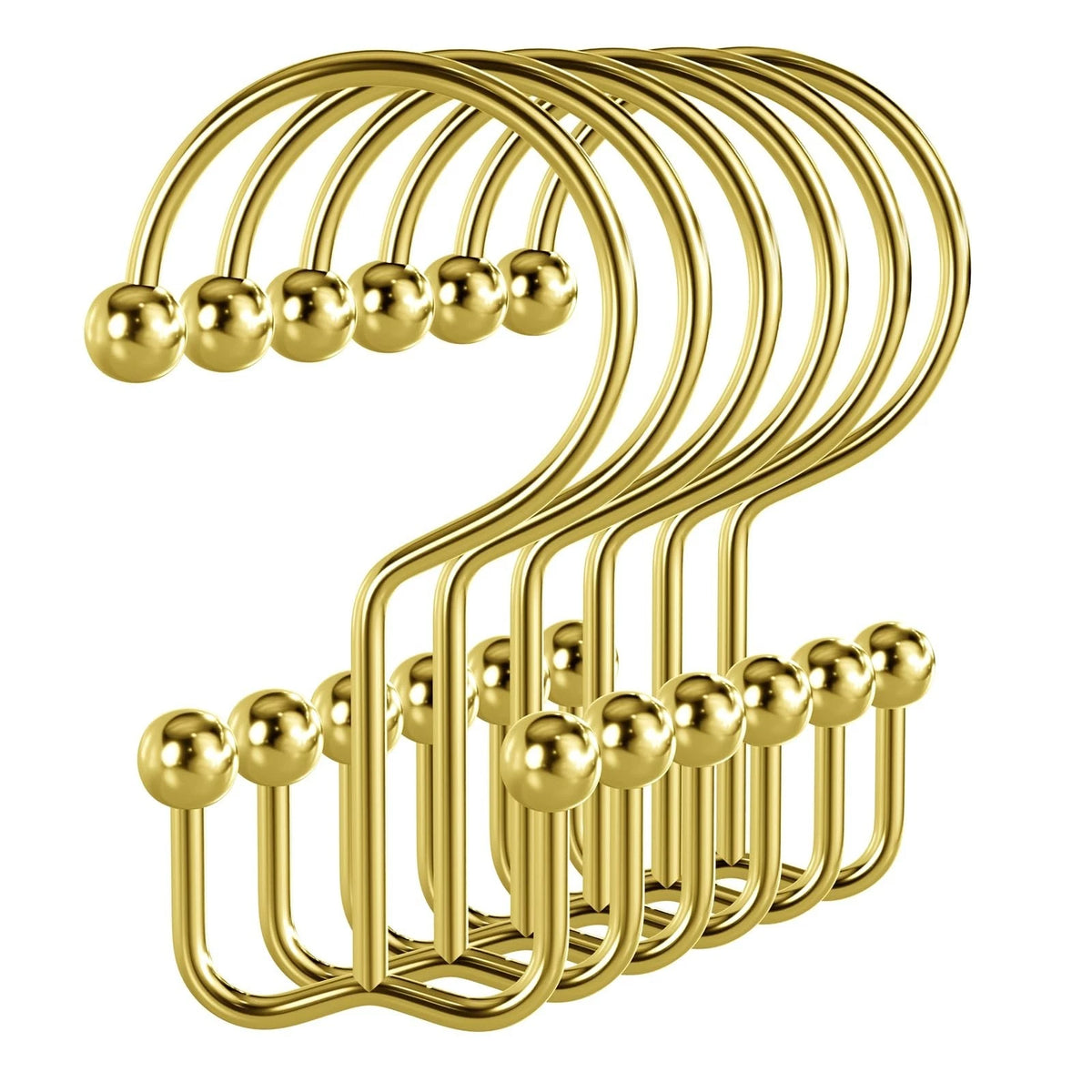Shower Curtain Hooks, 12 Pcs Shower Curtain Rings, Durable Gold Shower Curtain H