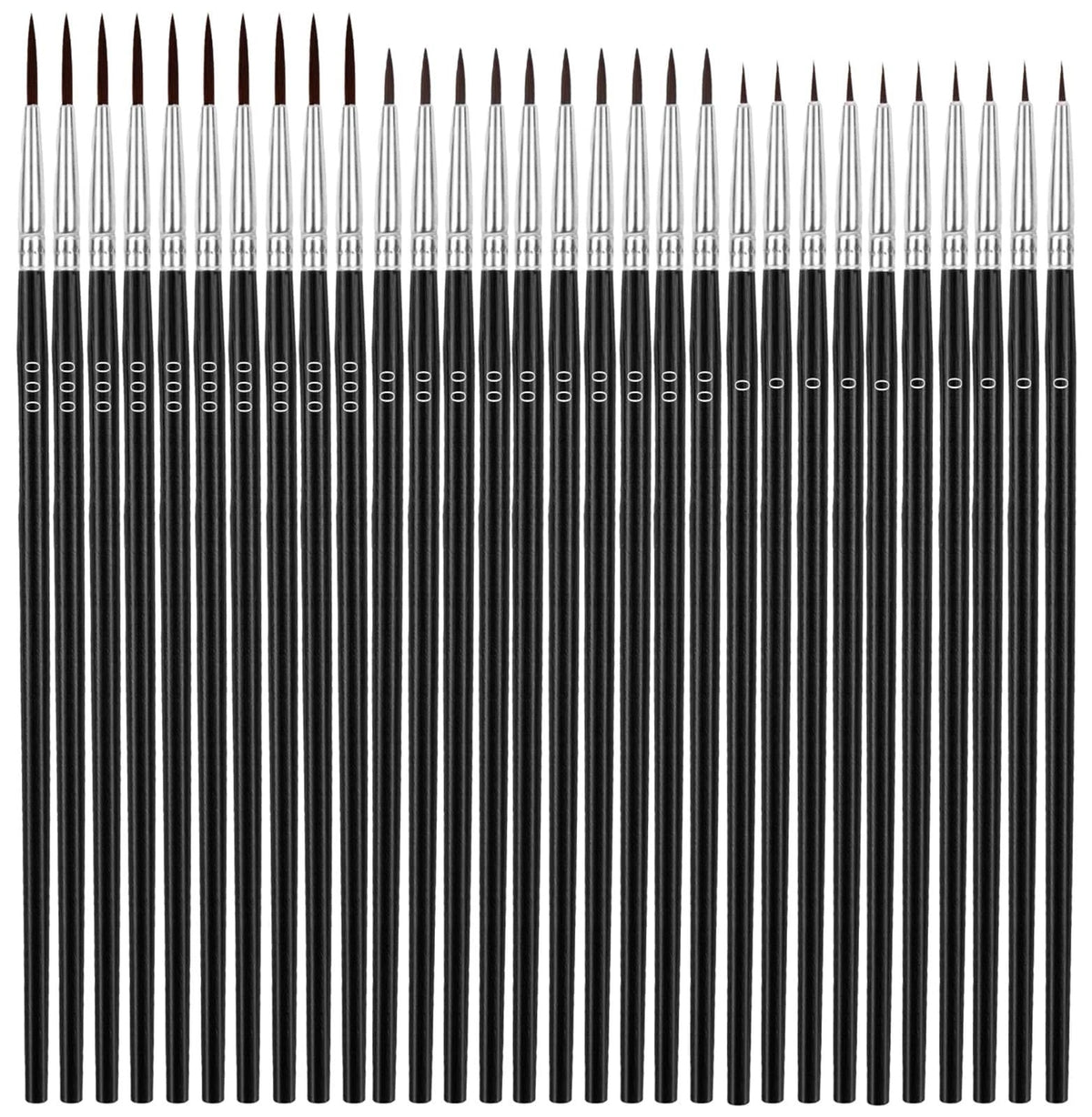 30Pcs Detail Paint Brushes, Fine Tip Paint Brush with 3 Sizes #0#00#000 Mini Tin