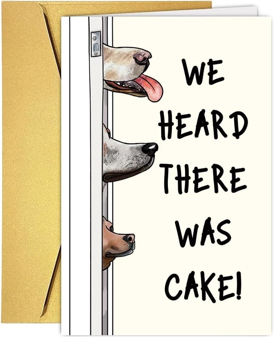 Funny Dog Birthday Cake Card for Him Her, Happy Birthday Card from Dog, Cute Bir