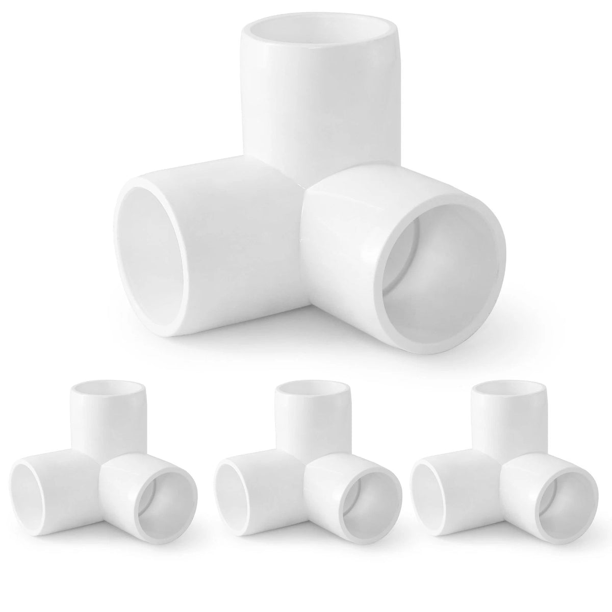 3 Way PVC Pipe Fittings 3/4 Inch, White PVC Elbow Corner Side Outlet Tee Fittin