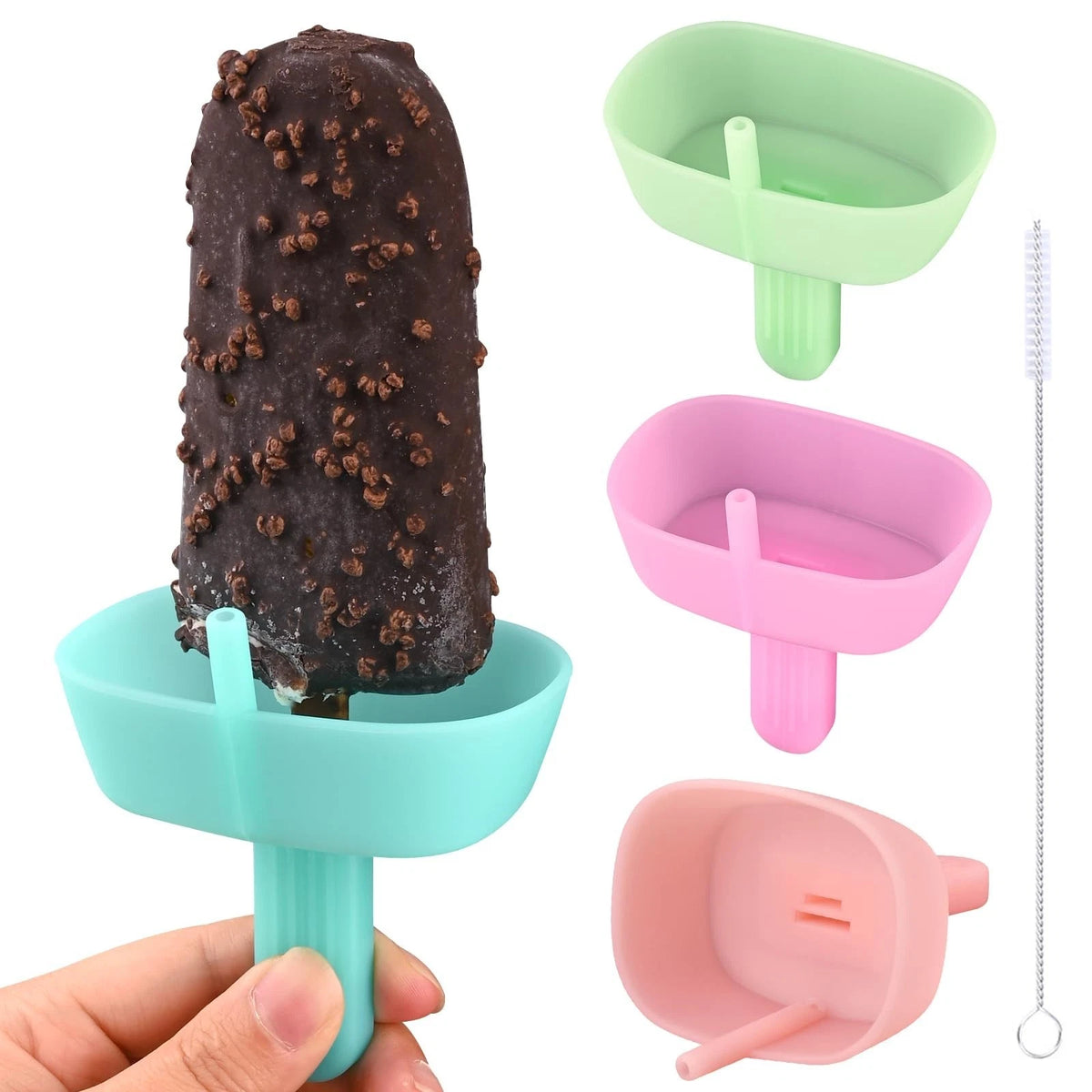 Silicone Popsicle Holders for Kids, 4 Pack Reusable Drip-Free Ice Pop Stick Hold