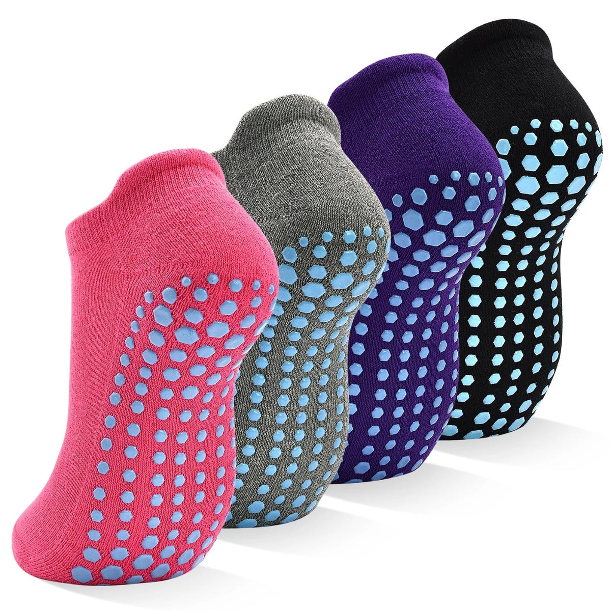 Grips Non Slip Socks for Women, 4 Pairs Yoga Pilates Anti Skid Woman Ho