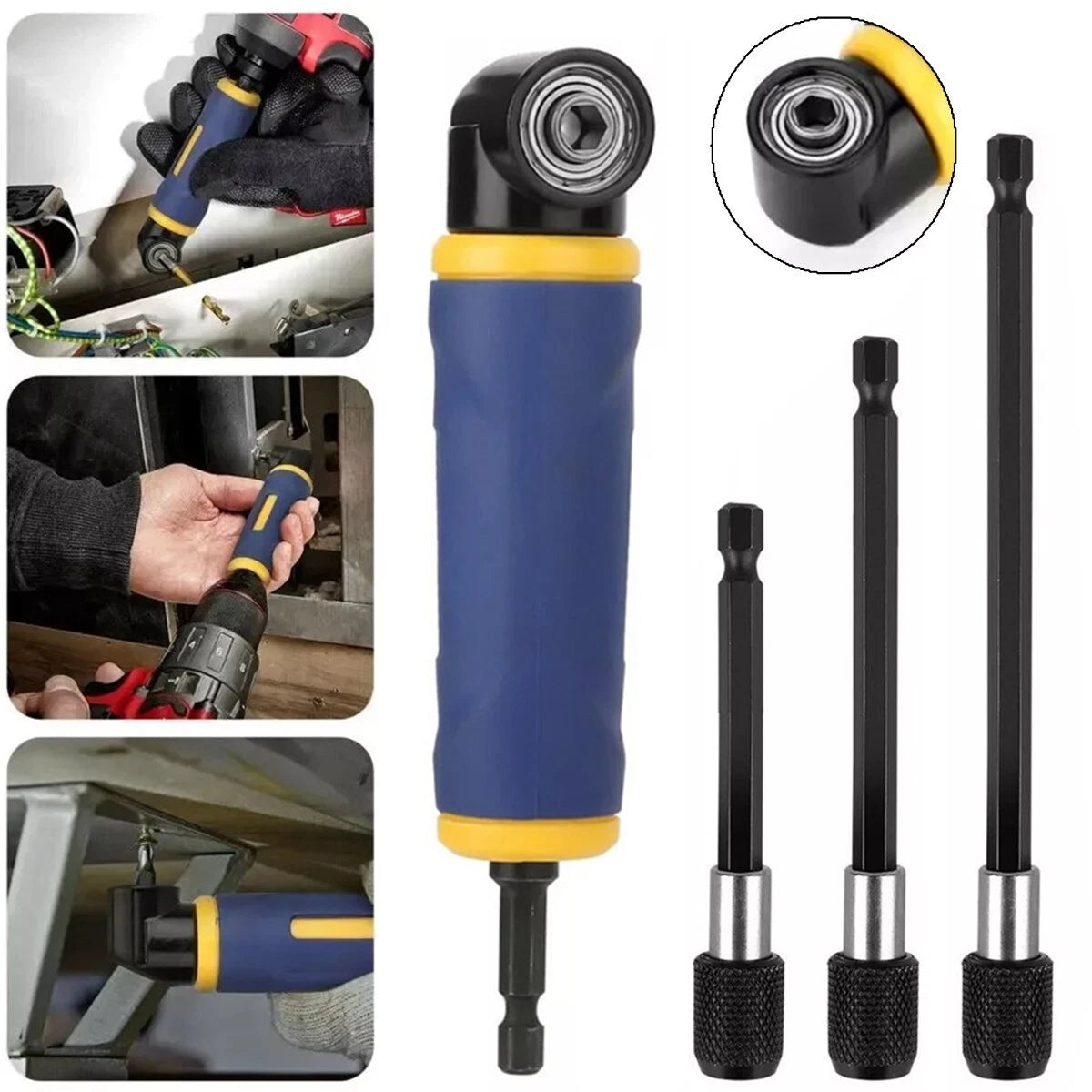 90 Degree Right Angle Extension Screwdriver Socket Adapter Drill Attachment Tool