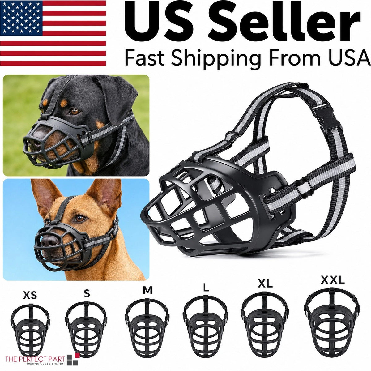 Adjustable Dog Muzzle Silicone Breathable Strong Basket Dogs Mouth Muzzles USA