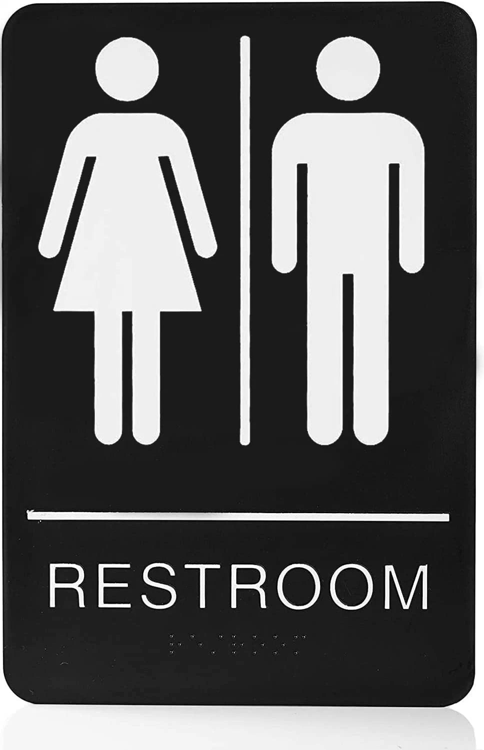 Self-Stick ADA Braille Unisex Restroom Signs for Woman and Man or Bathroom door