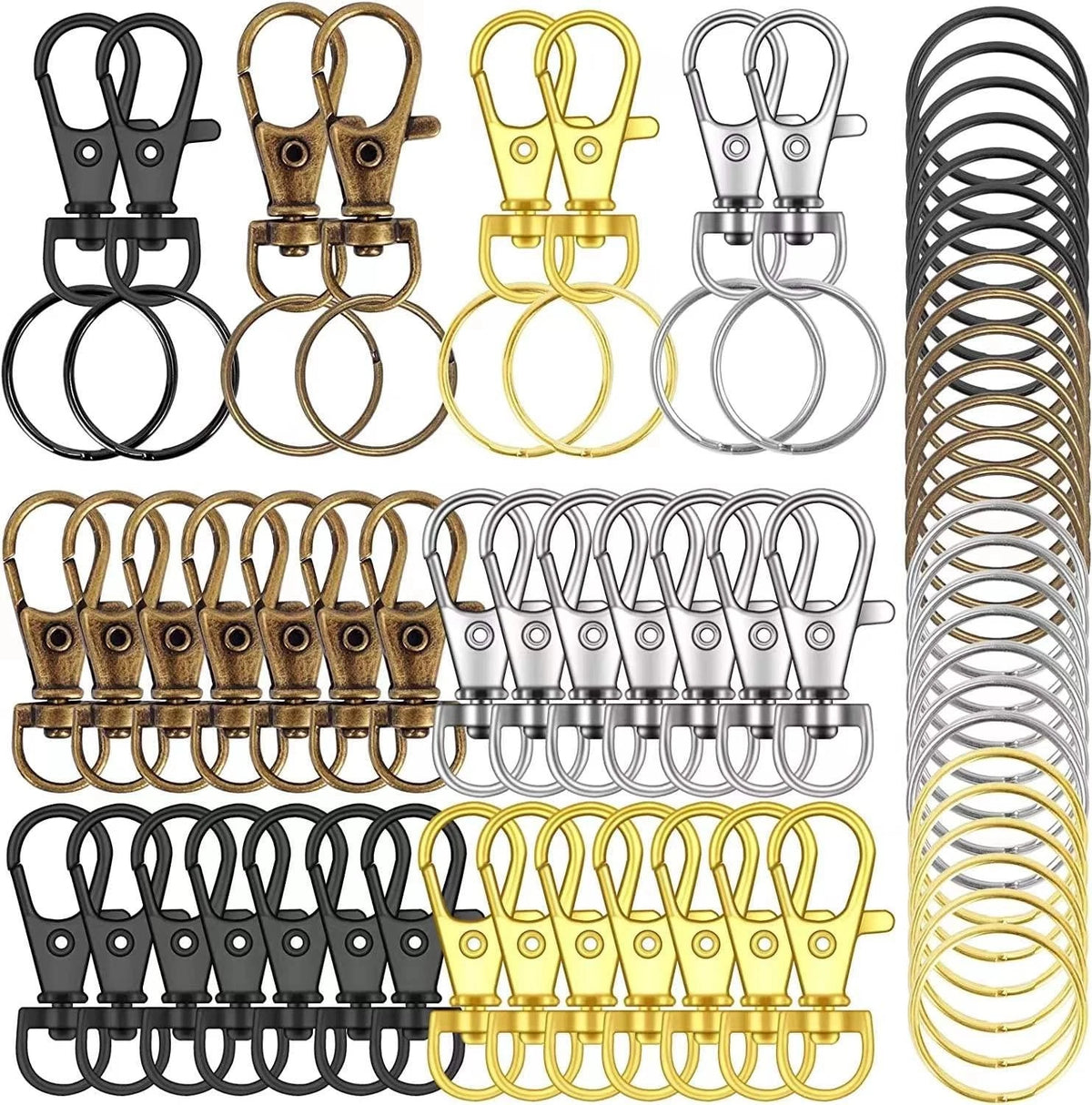 70PCS Swivel Snap Hooks with Key Rings, Metal Lobster Claw Clasp, Keychain