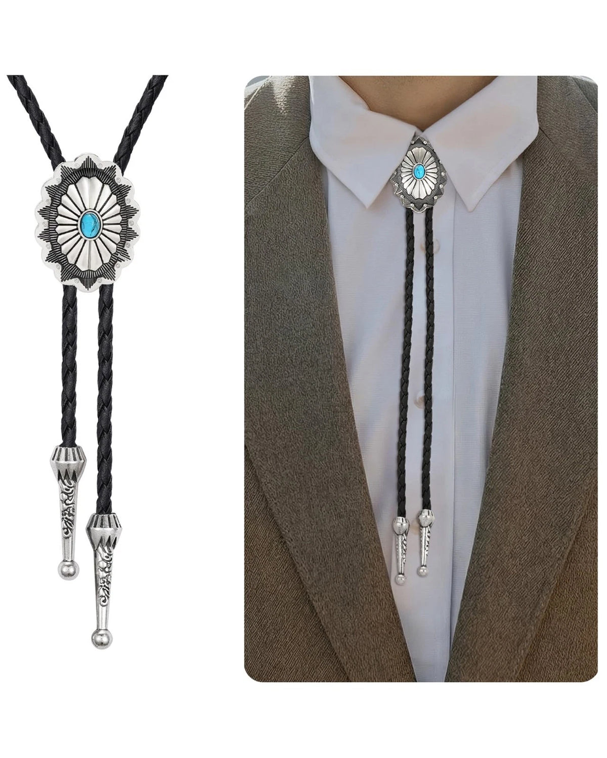 Bolo Tie for Men Cowboy Costume Leather Necktie Western Vintage Womens Bolo