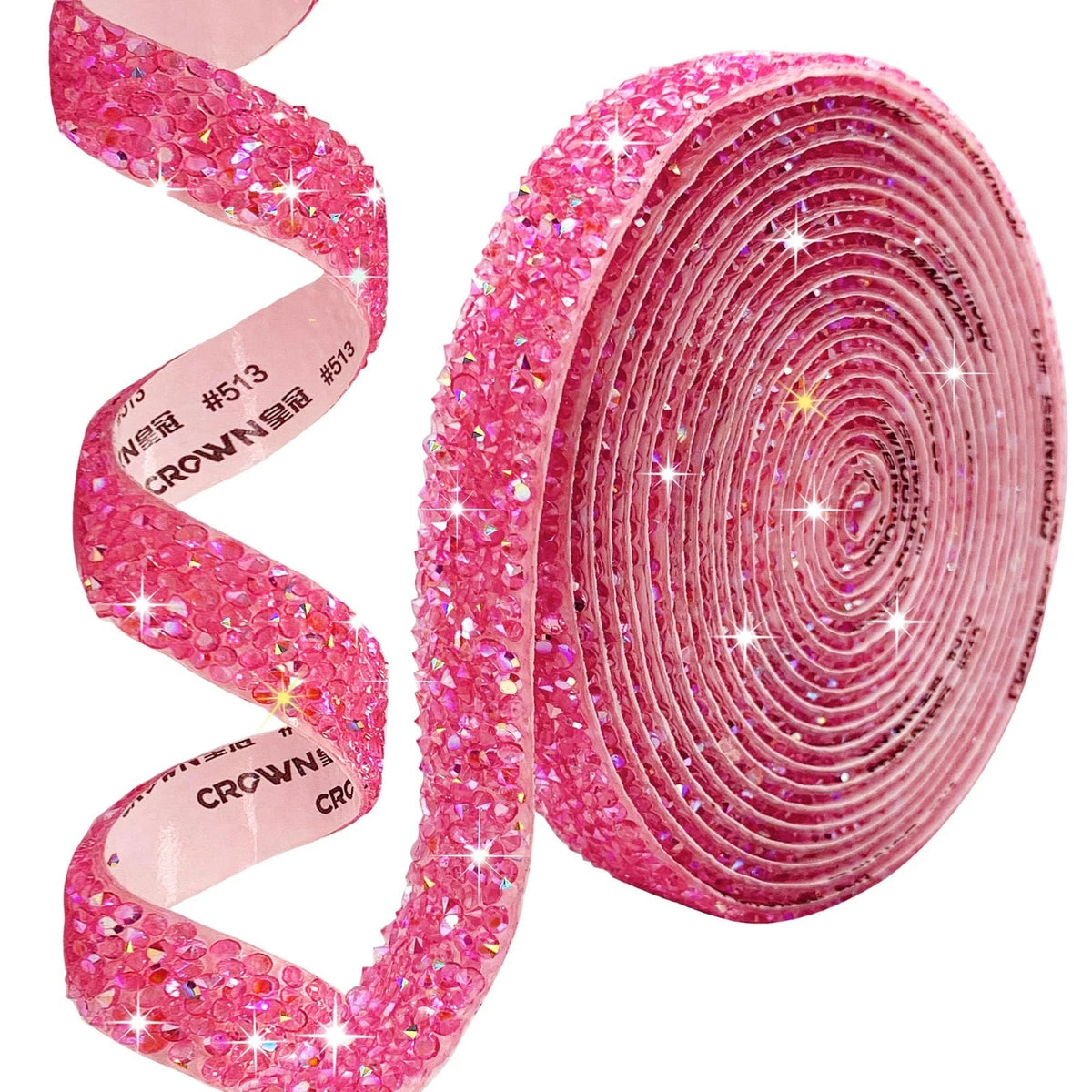 Self Adhesive Pink Resin Rhinestone Strips Rhinestones Ribbonï¼Œ4 Yards Bling Crys