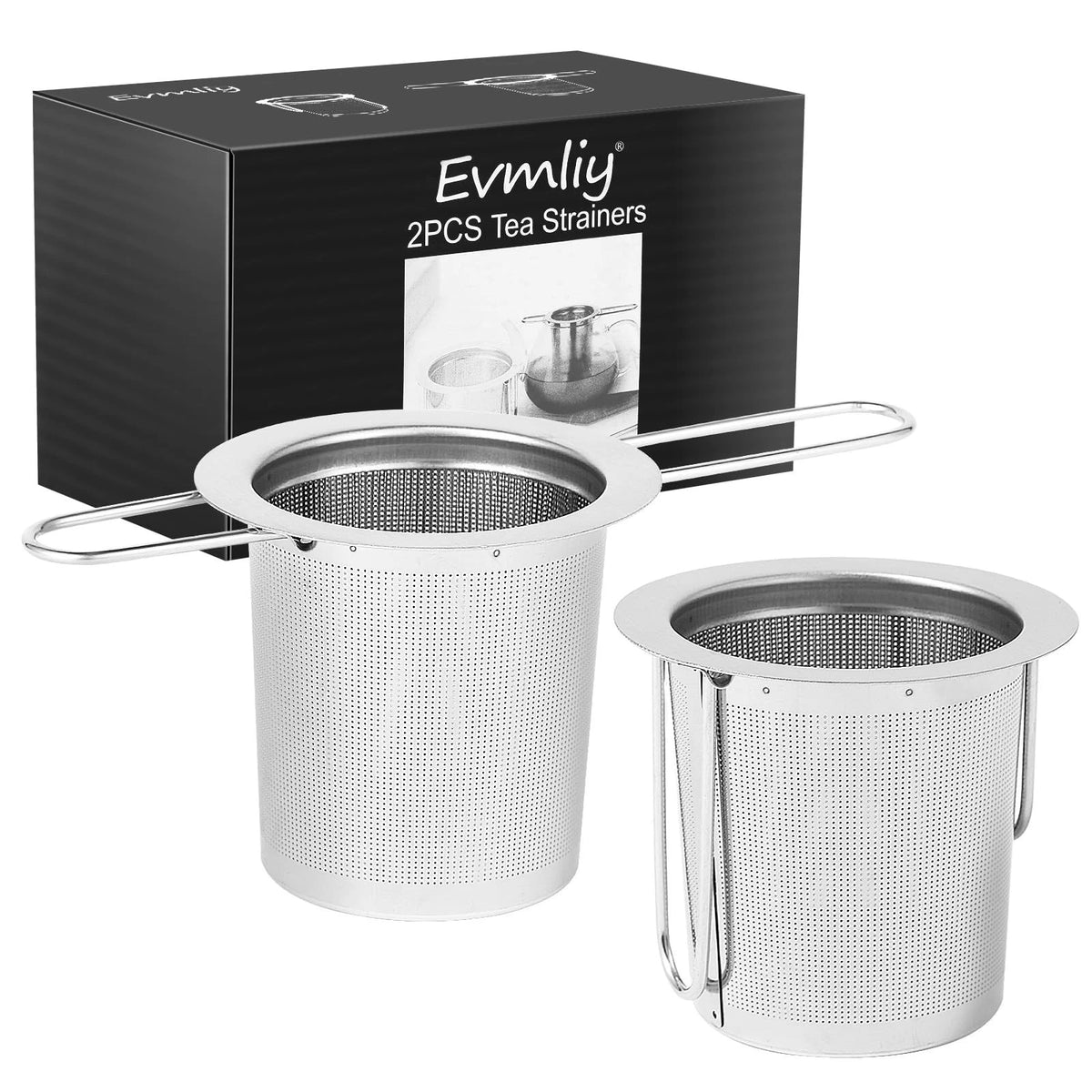2Pack Tea Strainer, Stainless Steel Tea Infuser Basket Sitting in Mugs, Evmli...