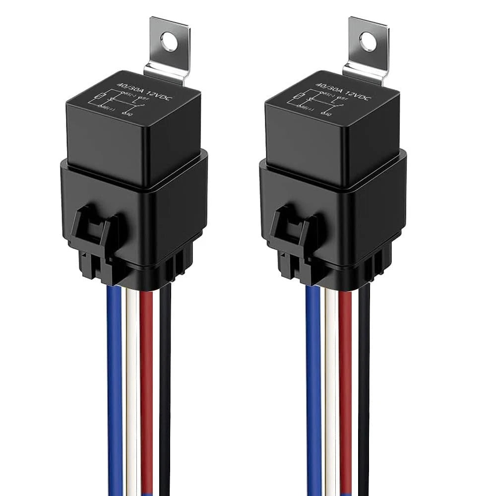2 Pieces 40/30 Amp Waterproof Relay Switch 12AWG Harness Set - 12V DC 4-Pin S...